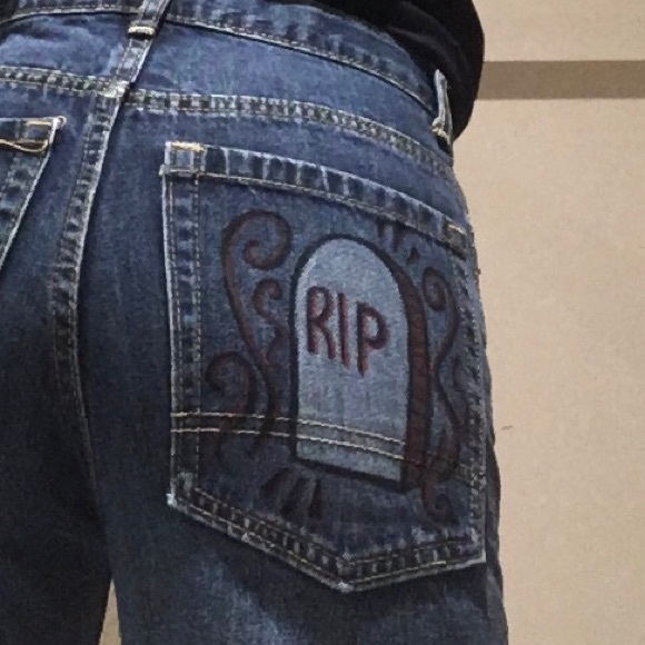 🕯💌”Ghostly” Reworked Jeans!! - Picture 2 of 4